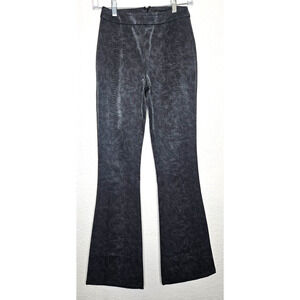 Finesse Womens Flare Leg Pants XS Black Faux Leather Snakeskin Mid Rise Retro